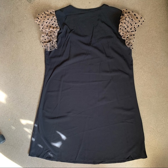 Polka Dot Mesh Butterfly Sleeve Dress - Picture 5 of 6